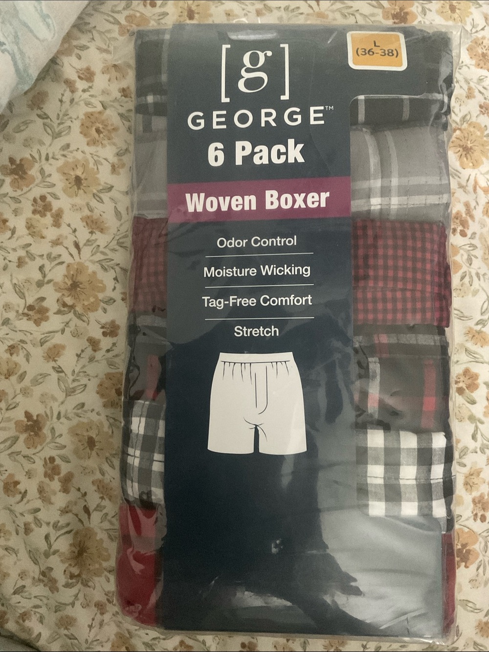 Brand new George Woven Boxer Shorts 6 pack Men’s Sz Large 36-38 NWT Unopened